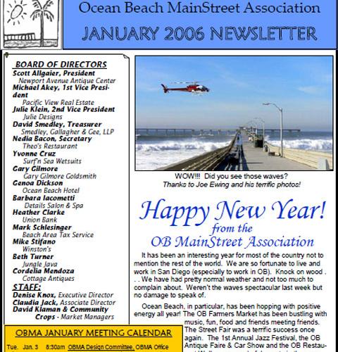 Ocean Beach MainStreet Association Newsletter January 2005