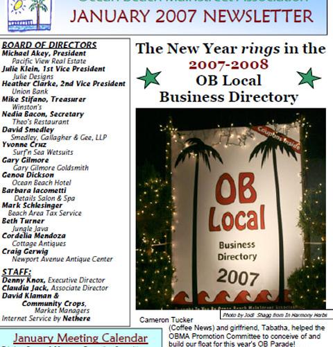 Ocean Beach MainStreet Association Newsletter December 2006