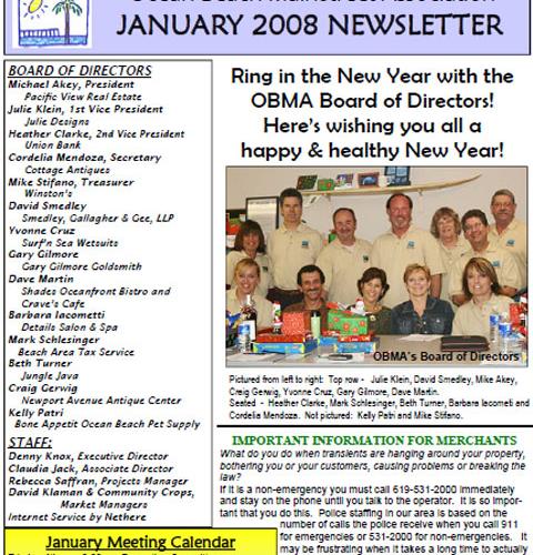Ocean Beach MainStreet Association Newsletter December 2007