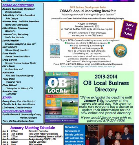 Ocean Beach MainStreet Association Newsletter January 2013