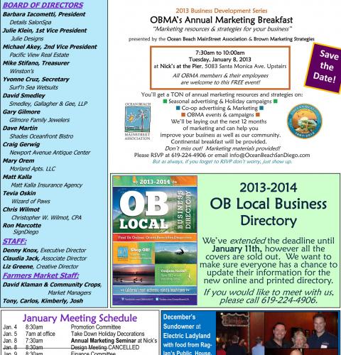 Ocean Beach MainStreet Association Newsletter December 2012