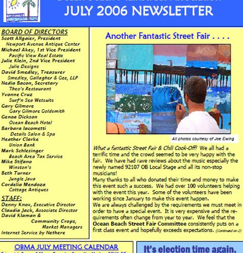 Ocean Beach MainStreet Association Newsletter July 2006
