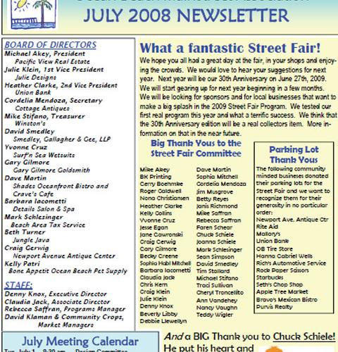 Ocean Beach MainStreet Association Newsletter June 2008