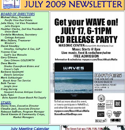 Ocean Beach MainStreet Association Newsletter June 2009