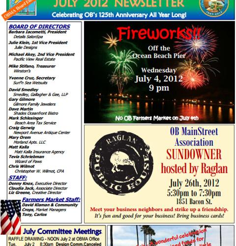 Ocean Beach MainStreet Association Newsletter July 2012