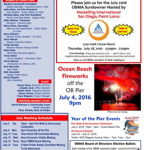 Ocean Beach MainStreet Association Newsletter July 2016