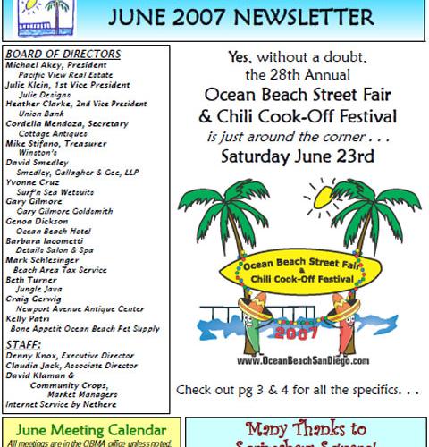 Ocean Beach MainStreet Association Newsletter May 2007