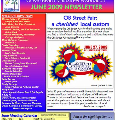 Ocean Beach MainStreet Association Newsletter May 2009