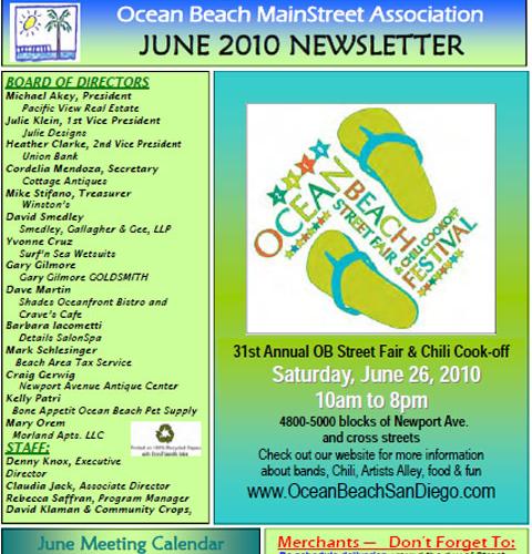 Ocean Beach MainStreet Association Newsletter May 2010