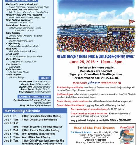 Ocean Beach MainStreet Association Newsletter June 2016