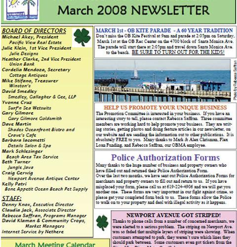 Ocean Beach MainStreet Association Newsletter February 2008