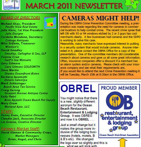 Ocean Beach MainStreet Association Newsletter February 2011