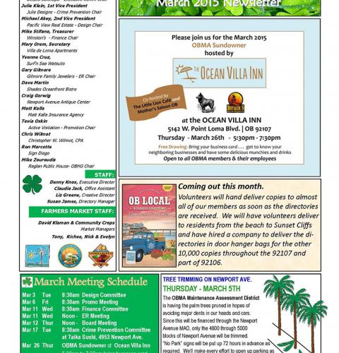Ocean Beach MainStreet Association Newsletter March 2015