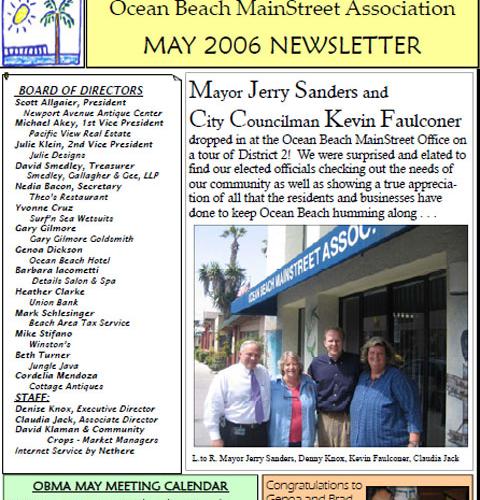 Ocean Beach MainStreet Association Newsletter May 2006