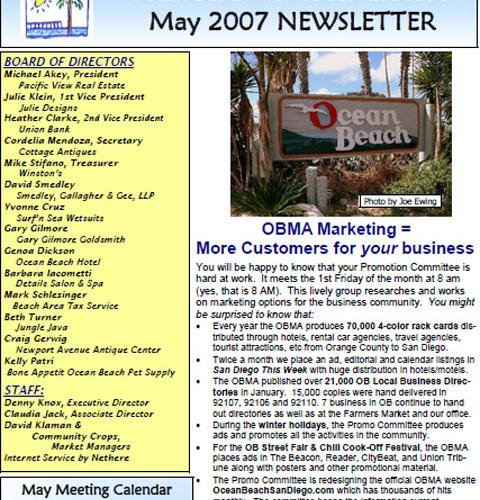 Ocean Beach MainStreet Association Newsletter April 2007