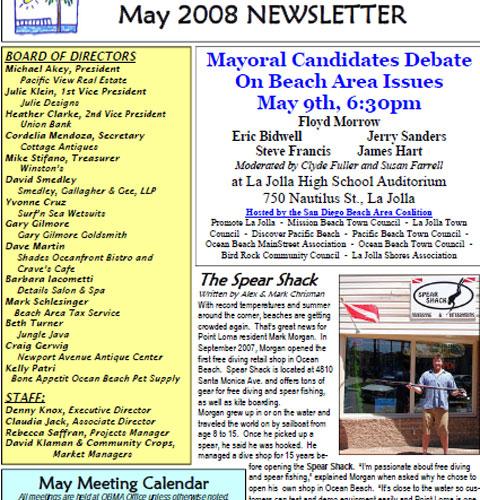 Ocean Beach MainStreet Association Newsletter April 2008