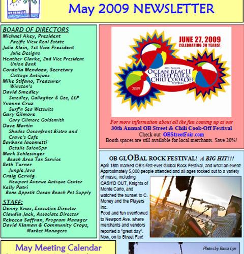Ocean Beach MainStreet Association Newsletter April 2009