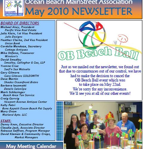Ocean Beach MainStreet Association Newsletter April 2010