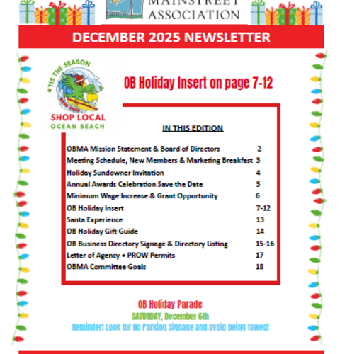 Ocean Beach MainStreet Association Newsletter December 2025