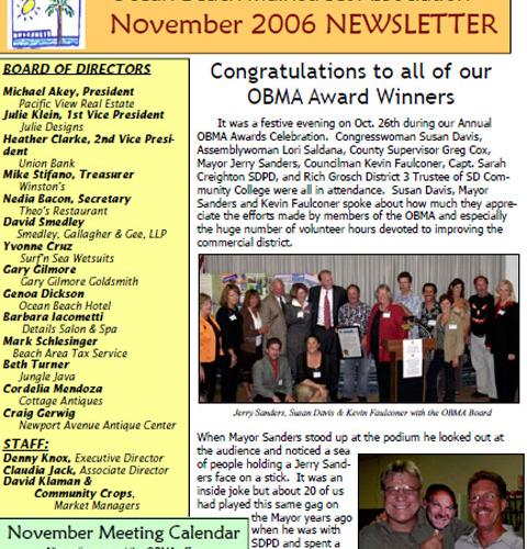 Ocean Beach MainStreet Association Newsletter November 2006