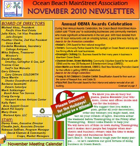 Ocean Beach MainStreet Association Newsletter October 2010