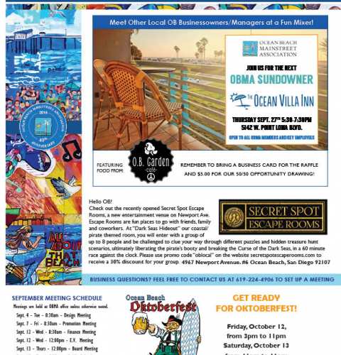 Ocean Beach MainStreet Association Newsletter September 2018