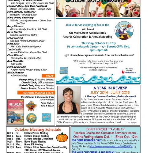 Ocean Beach MainStreet Association Newsletter October 2015