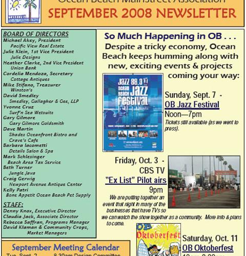Ocean Beach MainStreet Association Newsletter August 2008