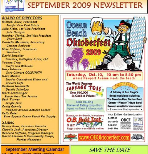 Ocean Beach MainStreet Association Newsletter August 2009