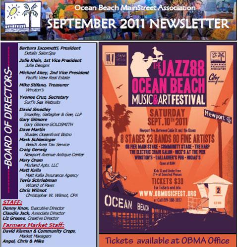 Ocean Beach MainStreet Association Newsletter August 2011