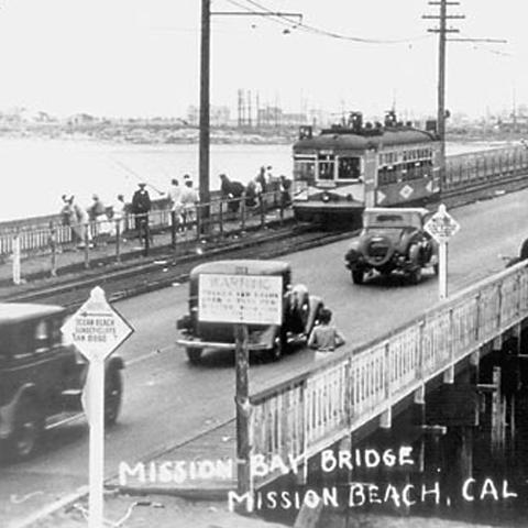 Mission Bay Bridge - photo courtesy of Ocean Beach Historical Society