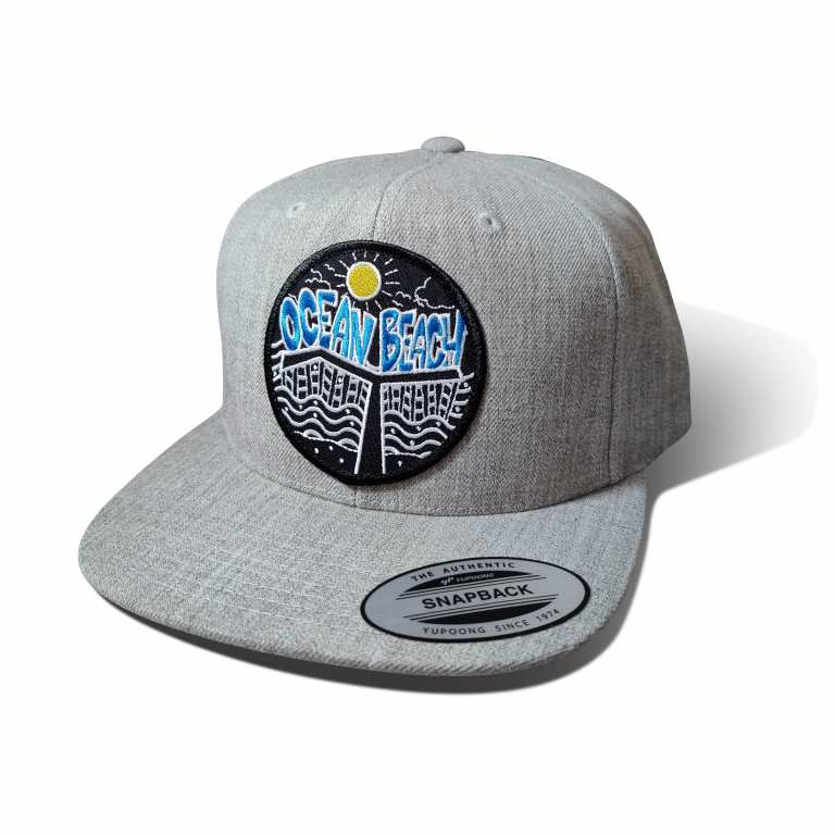 Ocean Beach Product: OB Pier Patch Snapback Hat (Grey)