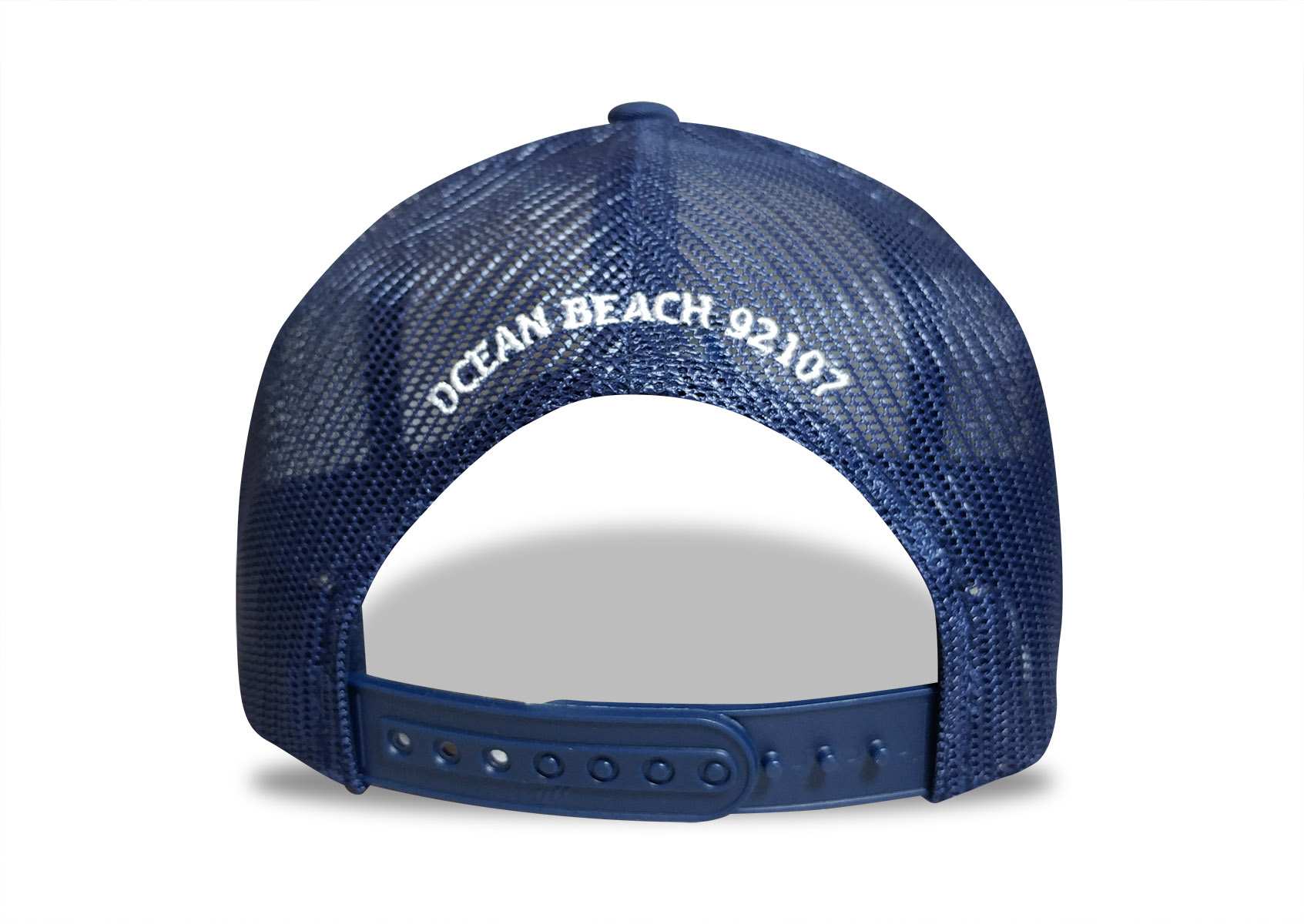 Navy and shop white trucker hat