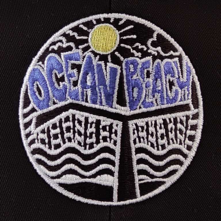 Ocean Beach Product: OB Pier Snapback Hat (color logo / white mesh)