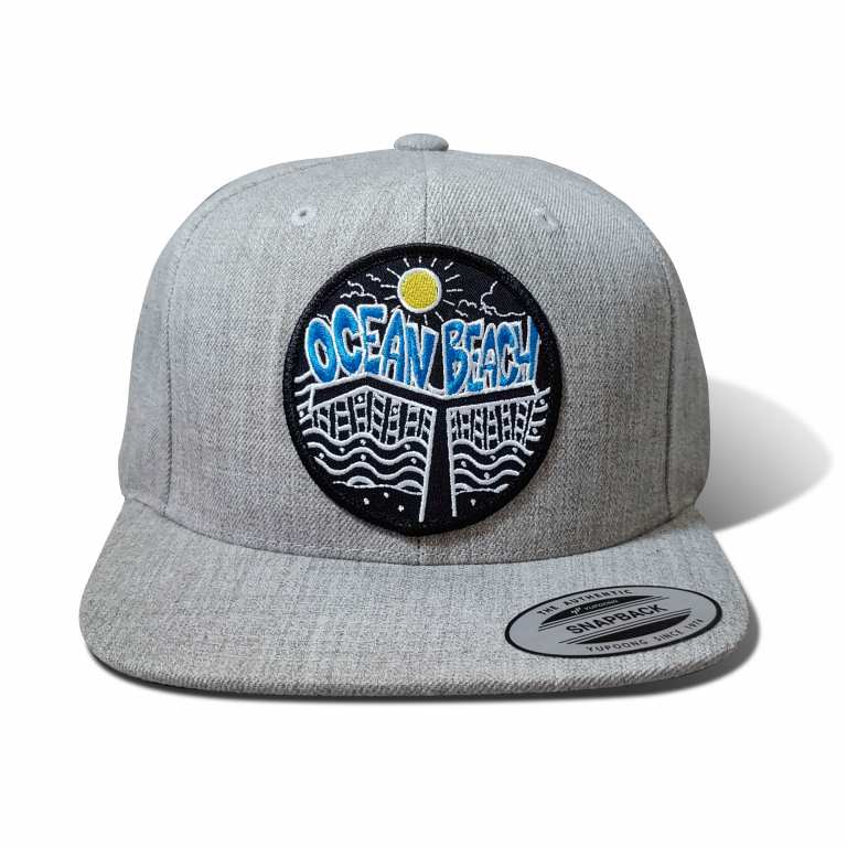 Ocean Beach Product: OB Pier Patch Snapback Hat (Gray)